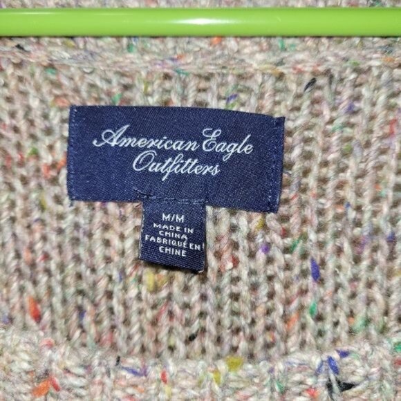 American Eagle Women's Medium Multicolor Cable Knit Sweater Wool Blend Cozy Fall - Picture 4 of 8